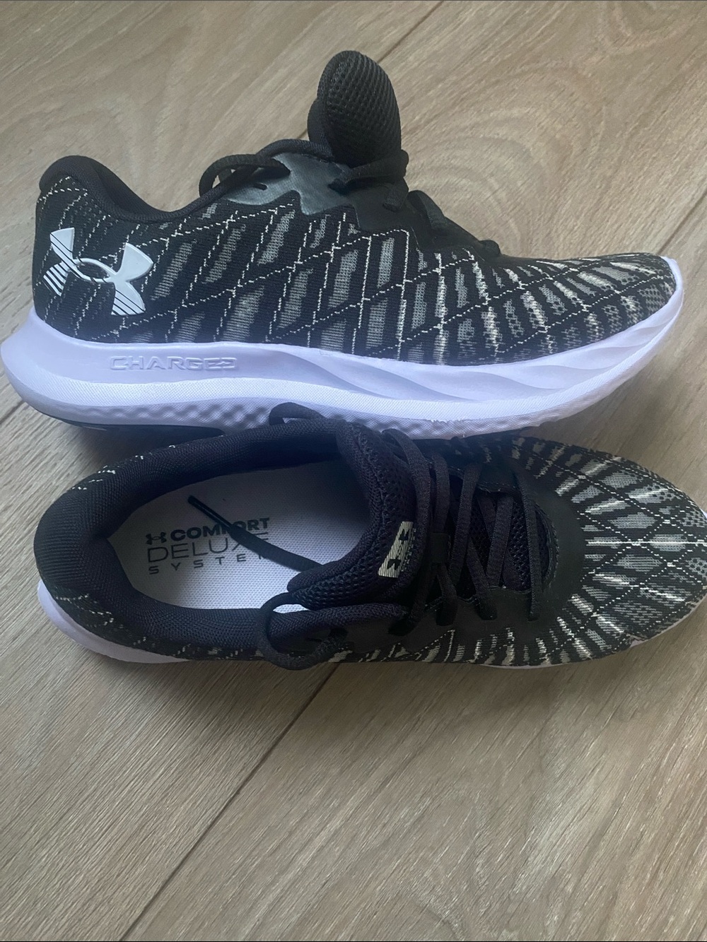 Under Armour Women’s Black & White Knit Pattern Sneakers